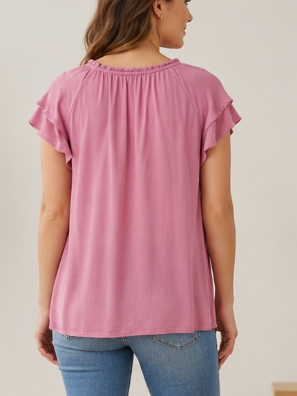 Old Navy Women’s Pink Flutter Sleeve Blouse – Size Medium - Picture 2 of 11